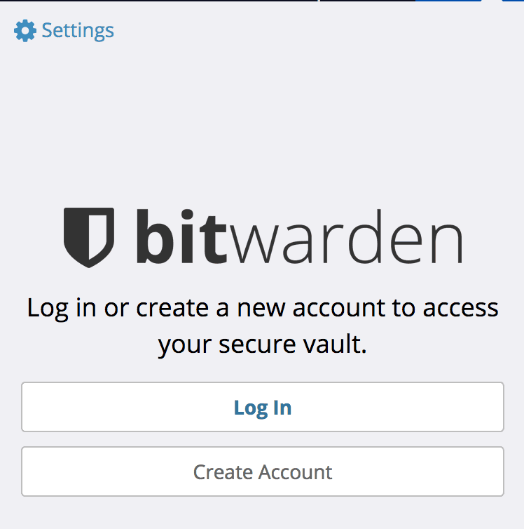 Bitwarden Firefox 扩展的登录界面